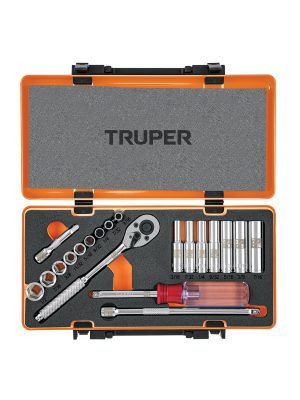 13980 - Juego de 20 herramientas cuadro 1/4' std para mecánico