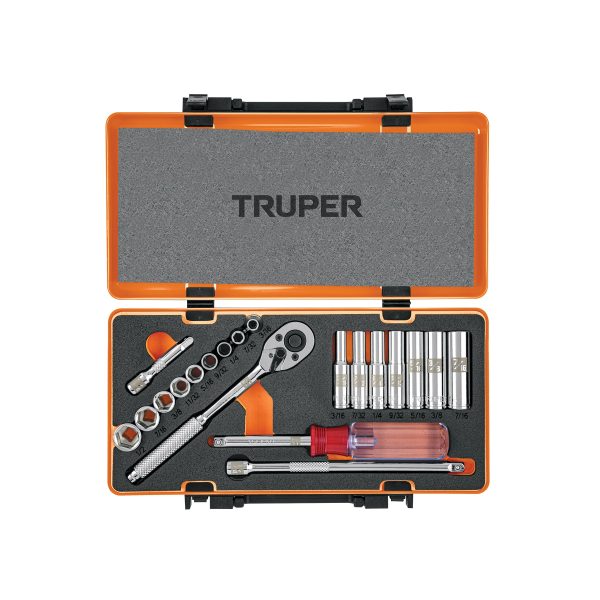 13980 - Juego de 20 herramientas cuadro 1/4' std para mecánico