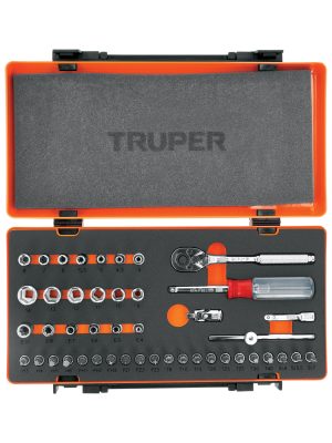 13939 - Juego de 45 herramientas cuadro 1/4' mm para mecánico