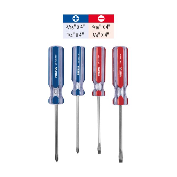 20212 - Juego de 4 desarmadores mango de PVC, Pretul