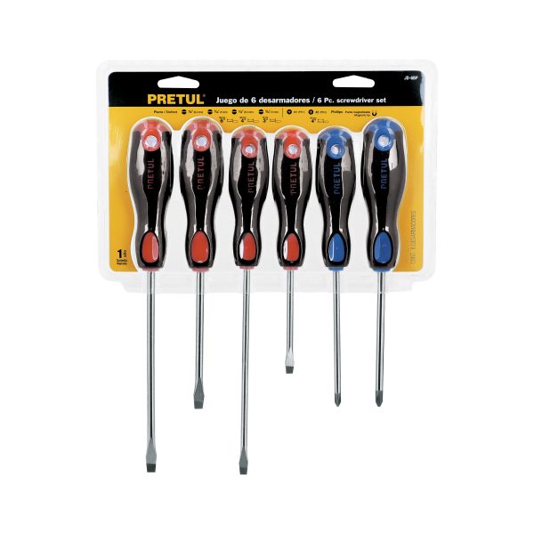 20220 - Juego de 6 desarmadores mango Comfort Grip, Pretul