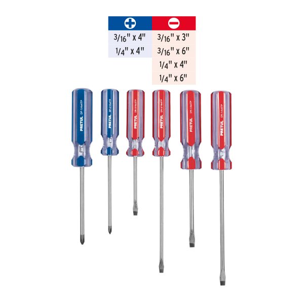 20214 - Juego de 6 desarmadores mango de PVC, Pretul