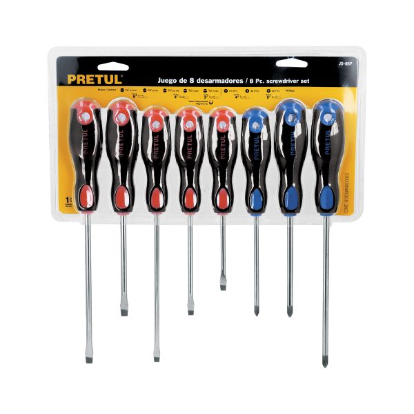 20219 - Juego de 8 desarmadores mango Comfort Grip, Pretul