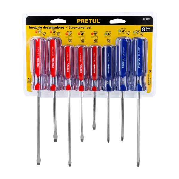 20213 - Juego de 8 desarmadores mango de PVC, Pretul