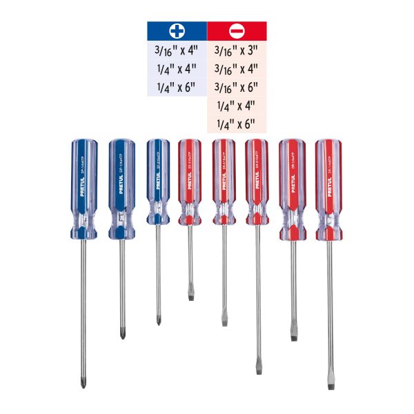 20213 - Juego de 8 desarmadores mango de PVC, Pretul