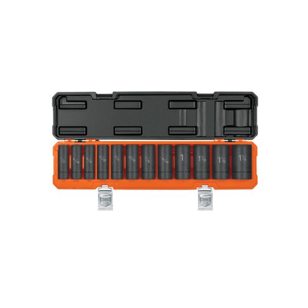 100945 - Juego de 12 dados largos cuadro 1/2' de impacto 6 puntas std