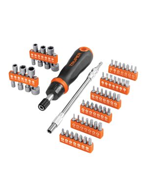 18220 - Desarmador tipo matraca con 42 puntas, 14 dados y extensión