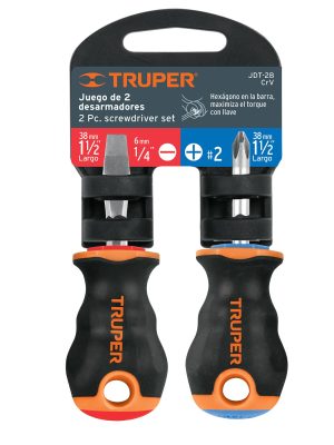 19624 - Dúo de desarmadores 1/4' x 1-1/2' mango Comfort Grip, Truper