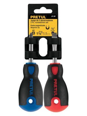 20217 - Dúo de desarmadores 1/4' x 1-1/2' mango Comfort Grip, Pretul