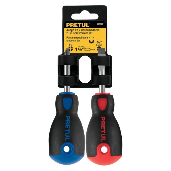 20217 - Dúo de desarmadores 1/4' x 1-1/2' mango Comfort Grip, Pretul