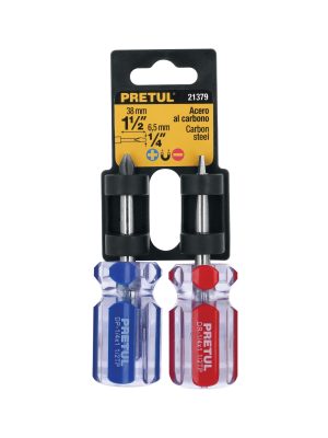 21379 - Dúo de desarmadores 1/4 x 1-1/2' mango de PVC, Pretul