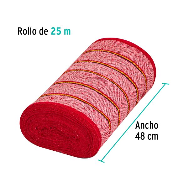 57057 - Rollo de 25 m de jerga sarga gruesa roja, KLINTEK