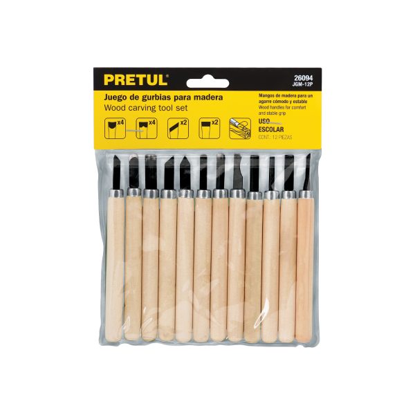 26094 - Juego de 12 gurbias escolares para madera, Pretul
