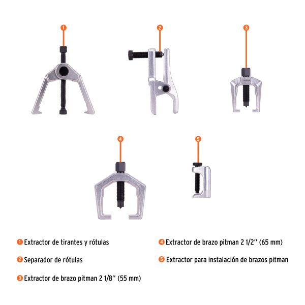 104036 - Juego de extractor para rótulas (junta esférica), 5 pzas