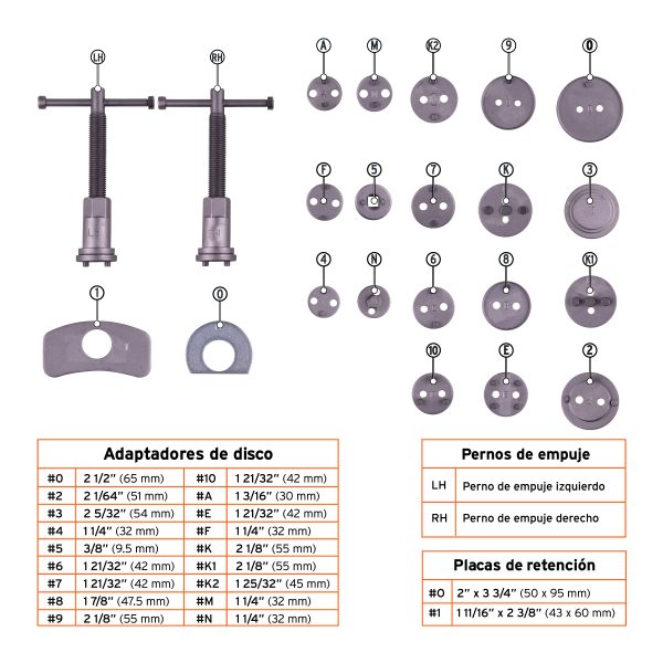104037 - Juego de opresores para pistón de frenos, cambio de balatas