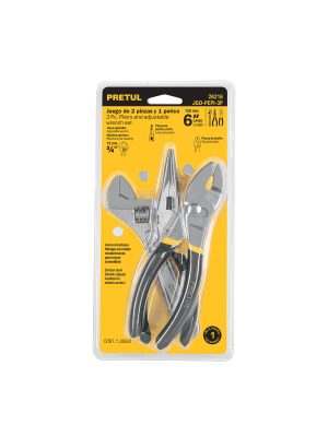 JGO-PEPI-3P.jpg 28216 - Juego de 2 pinzas y 1 llave ajustable, mangos de PVC, Pretul