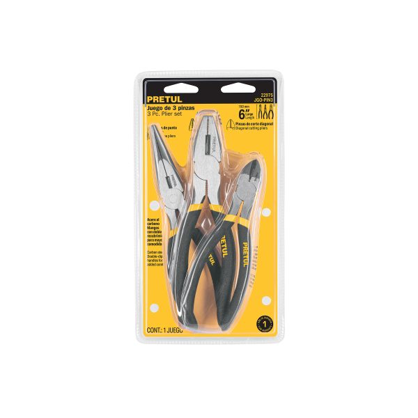 22975 - Juego de 3 pinzas de 6', mangos de PVC, Pretul