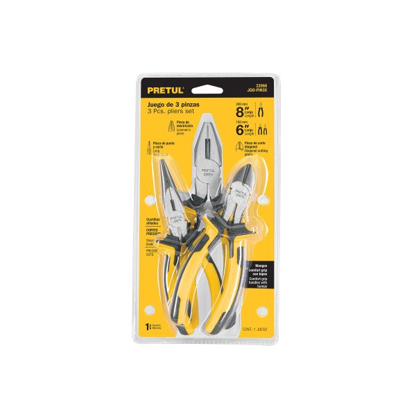 22966 - Juego de 3 pinzas 3 mango Comfort Grip, Pretul