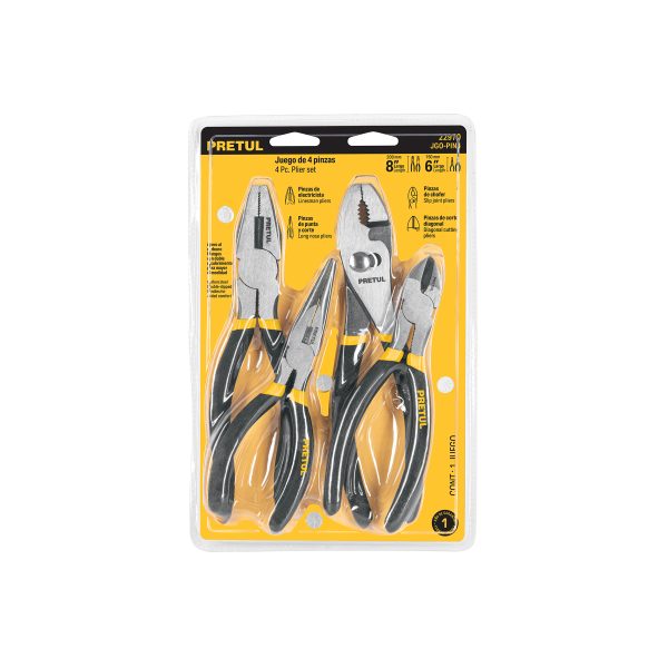 22970 - Juego de 4 pinzas, mangos de PVC, Pretul