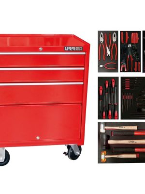 JI50 - Juego industrial con organización modular de 3 gavetas 50 piezas, con gabinete I27M3 Urrea