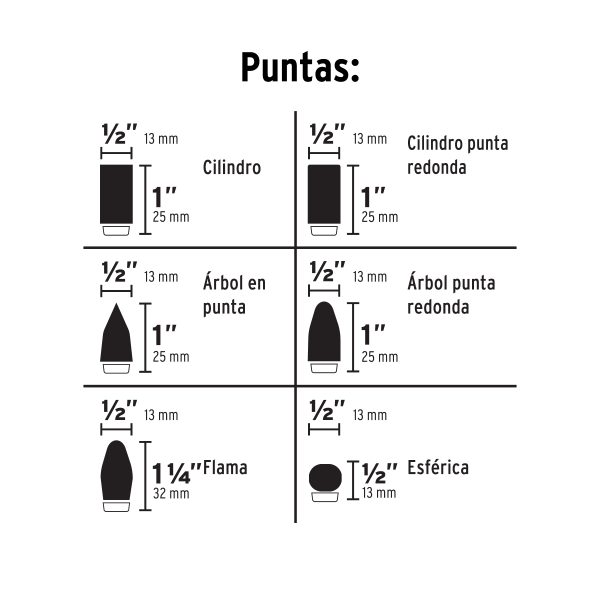 103503 - Juego de 6 Limas rotativas, TRUPER