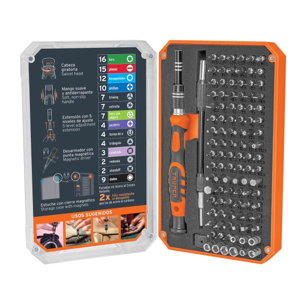102398 - Desarmador de precisión con 106 puntas intercambiables