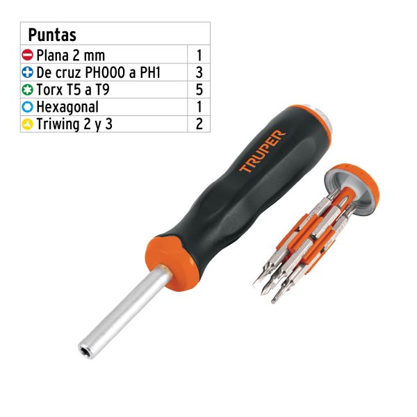 102503 - Desarmador de joyero multi puntas 12 en 1, Truper