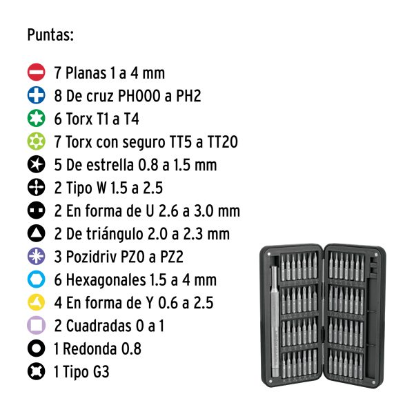 103794 - Desarmador de precisión con 56 puntas intercambiables, EXPER
