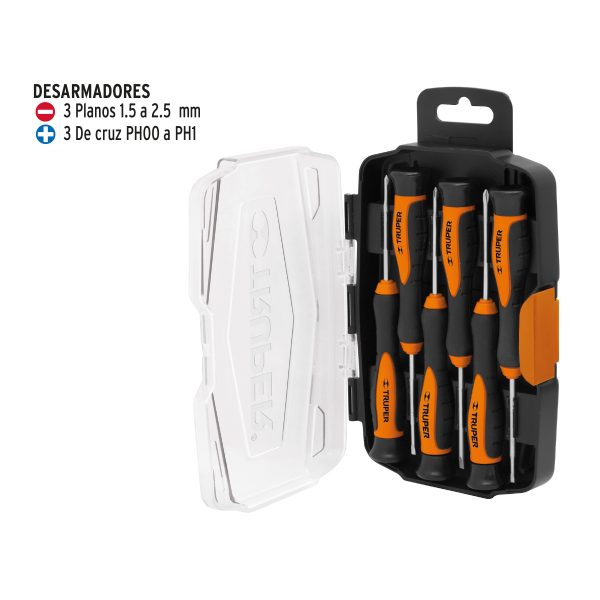 14156 - Juego con 6 desarmadores largos de precisión, Truper