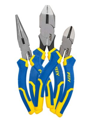 JPE3 - Juego de pinzas para electricista con mango bimaterial combinado, 3 piezas Foy