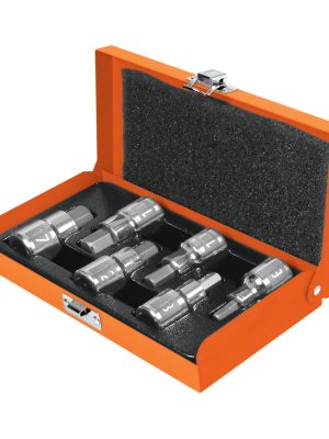 13926 - Juego de 6 dados cuadro 1/2' punta hex mm, estuche metálico