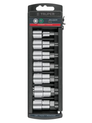 102239 - Juego de 7 dados cuadro 1/2' punta hexagonal std, Truper