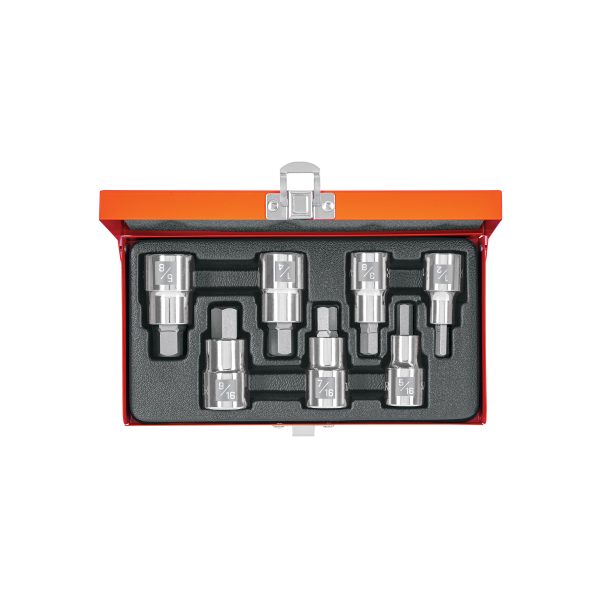 JPH-1-2X7PH.jpg 13929 - Juego de 7 dados cuadro 1/2' punta hex std, estuche metálico