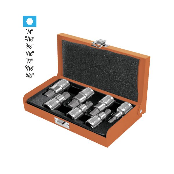 JPH-1-2X7PHD1.jpg 13929 - Juego de 7 dados cuadro 1/2' punta hex std, estuche metálico