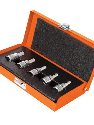 13951 - Juego de 5 dados cuadro 3/8' punta hex std, estuche metálico