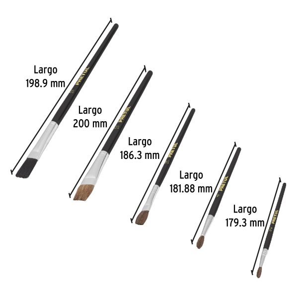 24740 - Juego de pinceles en blíster con 5 piezas, PRETUL