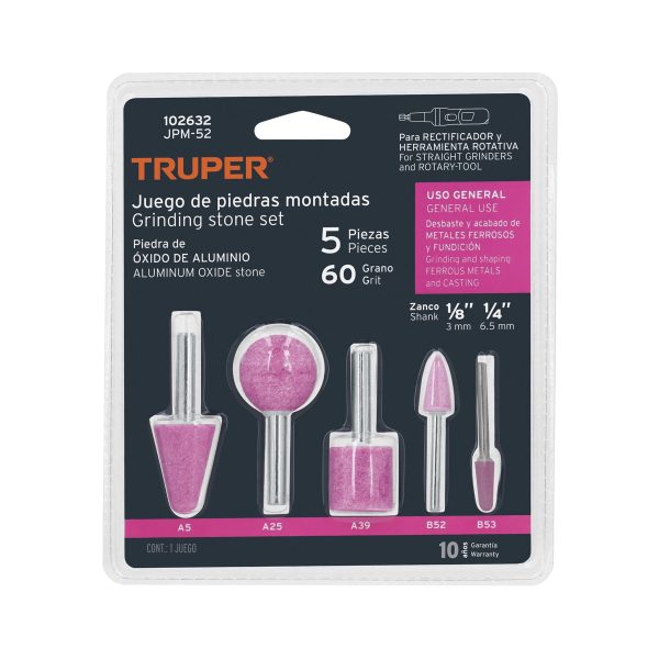 102632 - Juego de 5 piedras montadas zanco 1/4' y 1/8',uso general