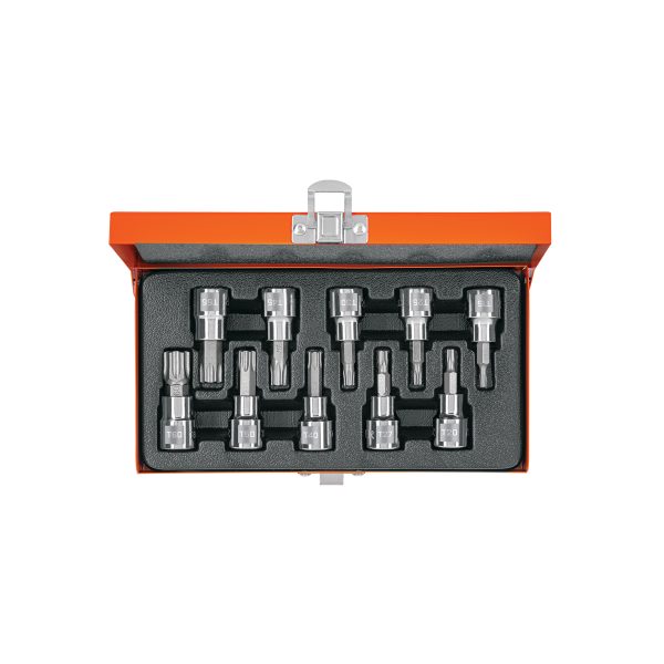 13976 - Juego de 10 dados cuadro 3/8' punta torx, estuche metálico