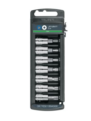 14171 - Juego de 7 dados cuadro 3/8' punta torx, Truper