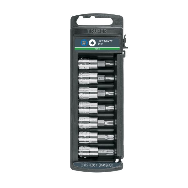 14171 - Juego de 7 dados cuadro 3/8' punta torx, Truper