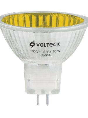 JR-50A.jpg 47256 - Lámpara de halógeno amarillo 50 W tipo MR16 en caja, Volteck