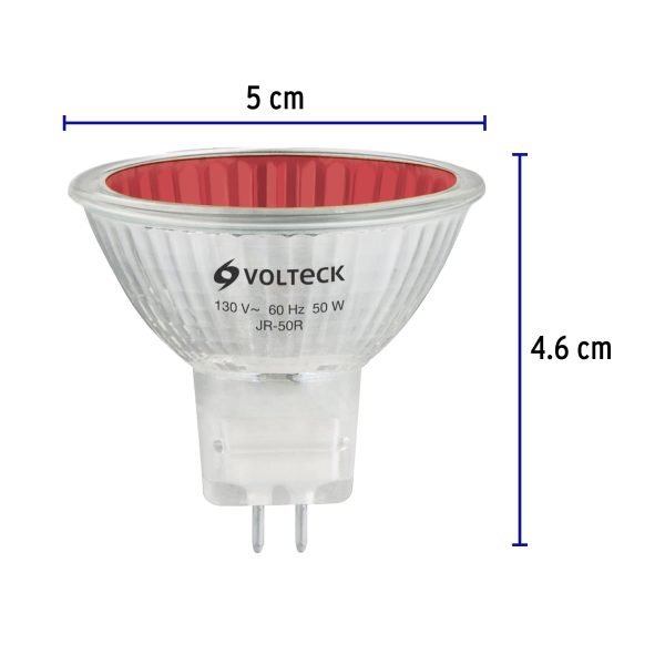 47255 - Lámpara de halógeno rojo 50 W tipo MR16 en caja, Volteck