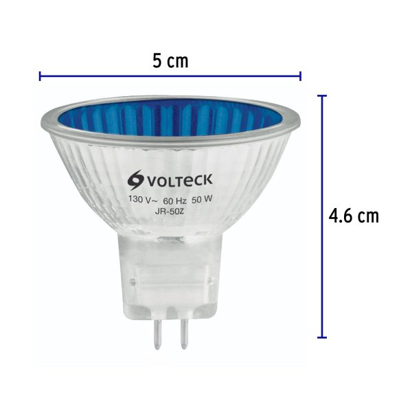 47249 - Lámpara de halógeno azul 50 W tipo MR16 en caja, Volteck