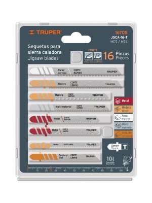 16705 - Juego de 16 seguetas para caladora zanco 'T' corte recto