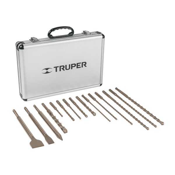 11897 - Juego de 15 brocas y cinceles SDS plus en estuche, Truper
