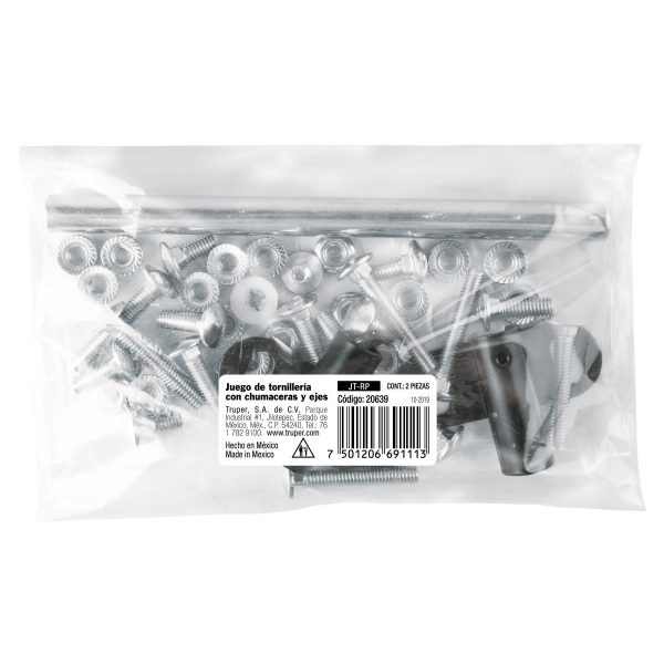 100154 - Juego tornilleria, chumaceras y eje para carretillas Truper