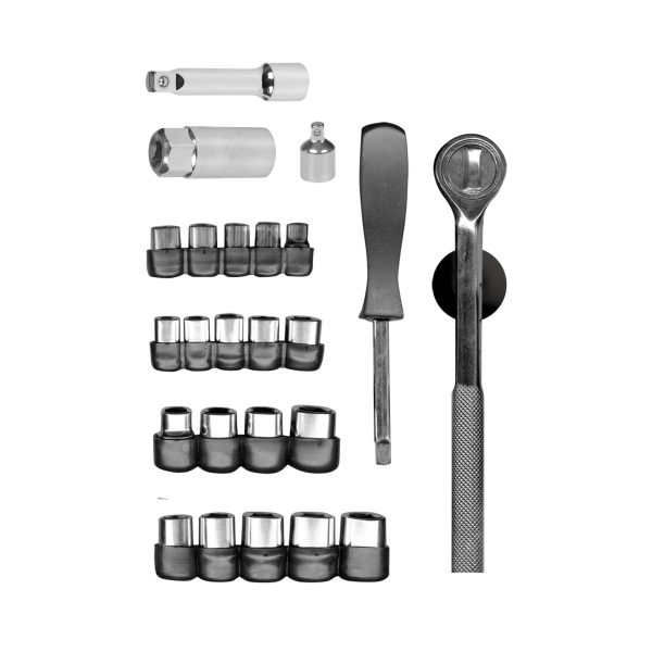 23974 - Juego de 25 herramientas 1/4' y 3/8' para mecánico, Pretul