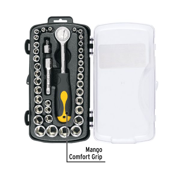 23969 - Juego de 39 herramientas 1/4' y 3/8' para mecánico, Pretul