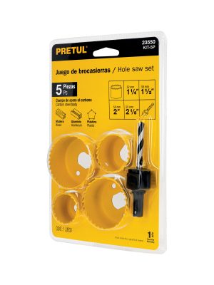 23550 - Juego de 4 brocasierras acero al carbono y 1 mandril, Pretul
