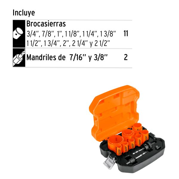 KITB-11FC1.jpg 15411 - Juego de 11 brocasierras bimetálicas y 2 mandriles, Expert